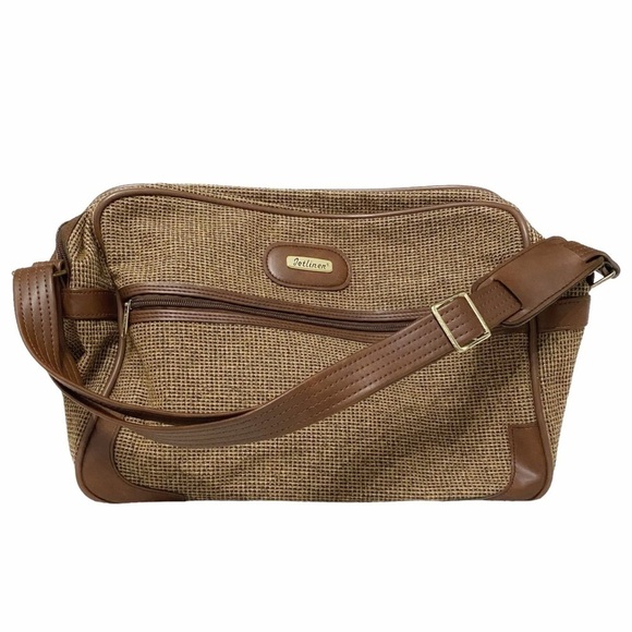 Jetliner VINTAGE BROWN LEATHER TWEED CROSSBODY SHOULDER BAG - OS - Picture 1 of 7